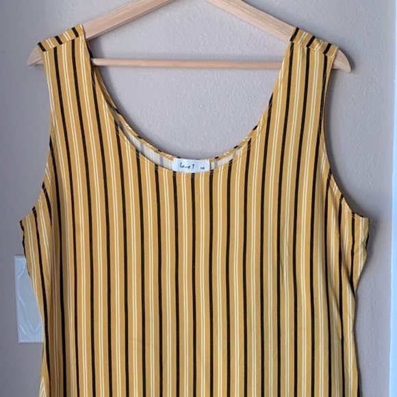 LOVE J Yellow Vertical Stripe Sleeveless Midi Dress - Picture 1 of 6
